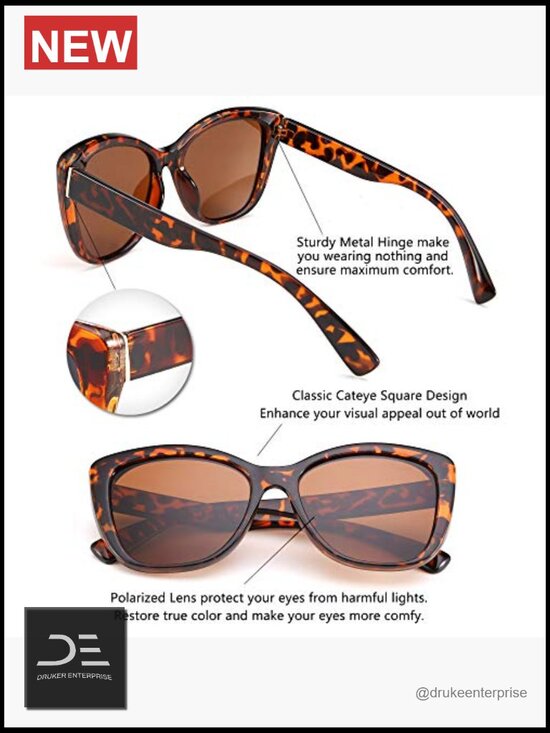 Polarized Vintage Cat Eye Sunglasses for Women Jackie O Style UV400 main image 6
